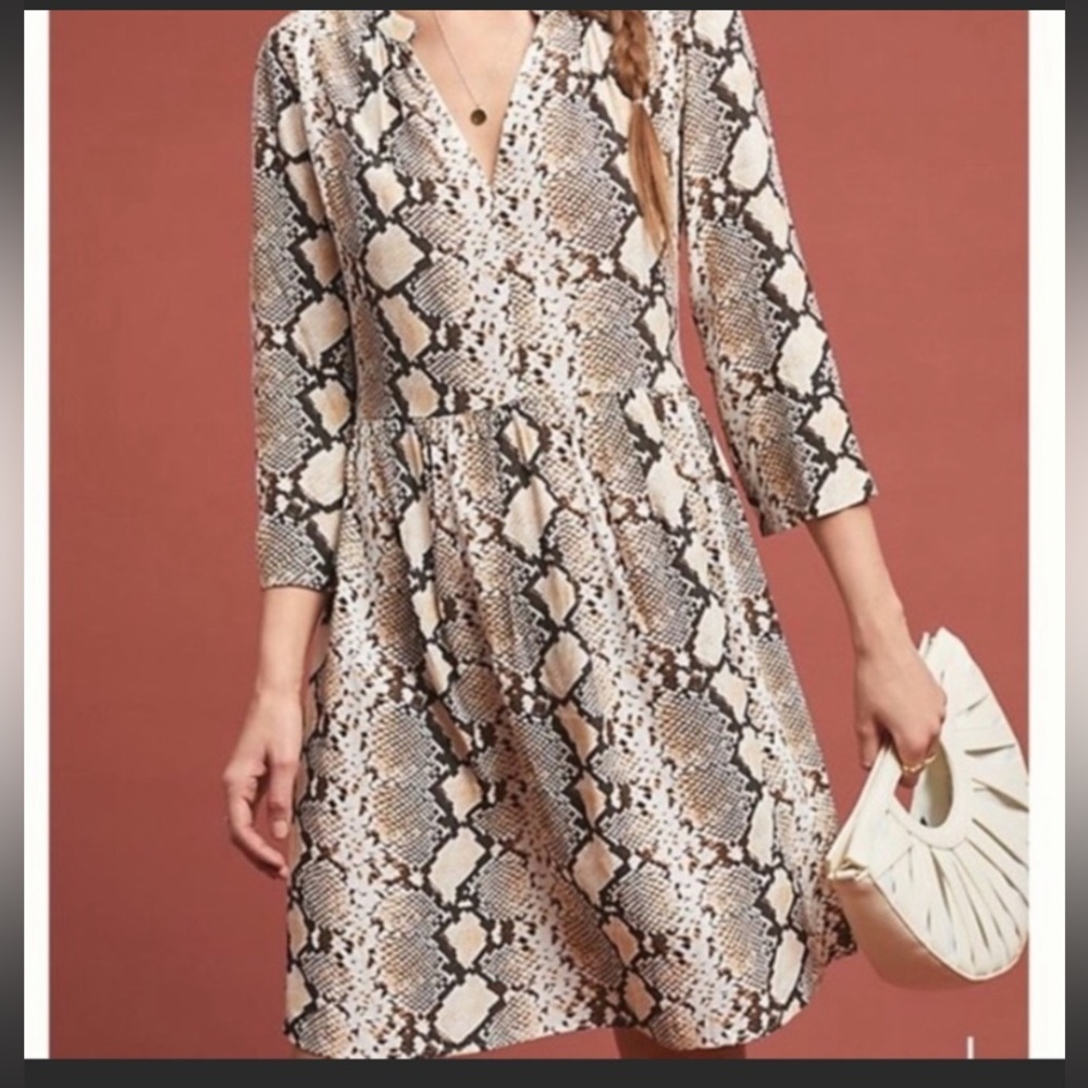 Anthropologie Maeve Juno Snake Skin Dress Small
